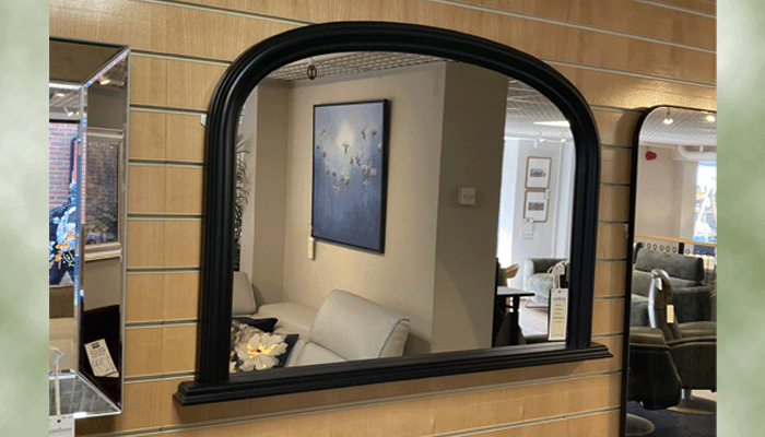 Black Framed Over-mantel Mirror